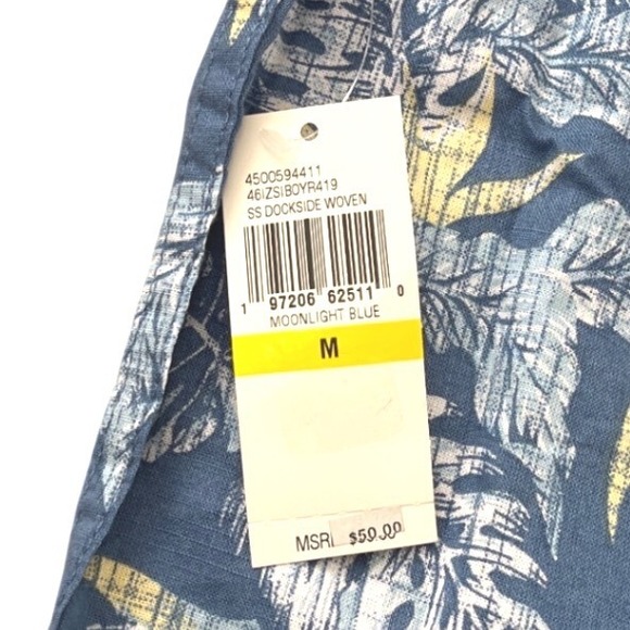 IZOD Saltwater Mens Short Sleeve Button Down Shirt Blue Tropical Floral M NWT - Picture 5 of 6